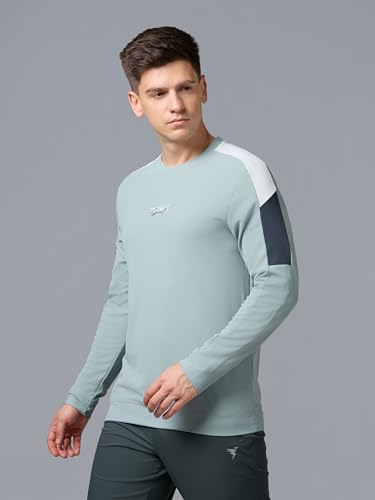 Image of TECHNOSPORT Men's Colorblock Full Sleeve T-Shirt MATPIQ Quick Dry Slim Fit Round Neck Sports Tee for Gym Casual Layering Wear UPF50+ Anti Odour