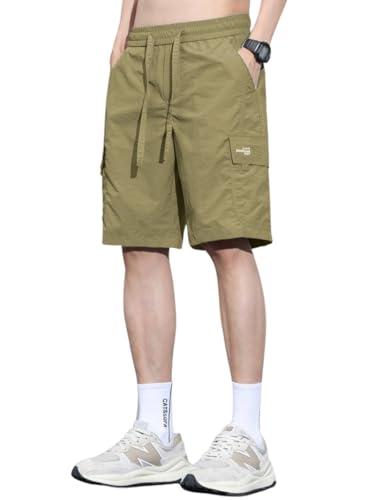 Image of TAGDO Men's Cotton Cargo Shorts with Multi Pockets | Lightweight Casual Outdoor Shorts Pant for Men | Elastic Waist Drawstring Utility Shorts for Hiking, Camping and Daily Wear (2048)