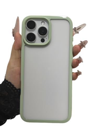 Coque iPhone 15 Pro Max Transparente Verte en Plastique Dur et Silicone Fine