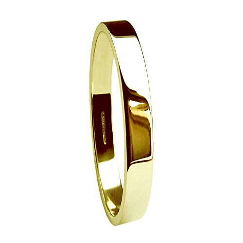 Alliance en or jaune 18 carats 750, anneau de prestige plat 2 mm