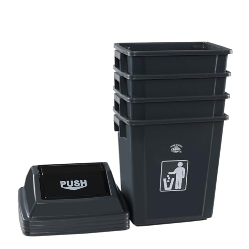 Caneca de basura plástica de 6 galones con tapa abatible, pack x4 miniatura 4
