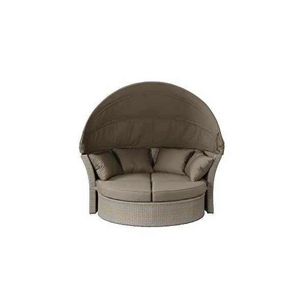 Strandkorbwerk Liegeinsel Miami Polyrattan Grey Cane