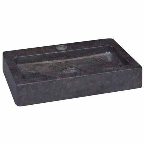 vidaXL Lavabo Mural Salle d'Eau Vasque à Poser de Toilette Lave-mains de Salle de Bain Lavabo de Salle d'Eau Maison Intérieur Noir 38x24x6,5 cm Marbre