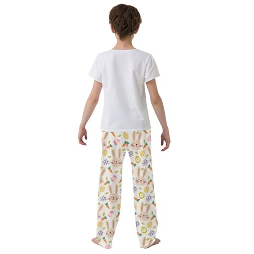 ZZXXB Bunny Carrot Egg Boys Long Pants Soft Trousers Elastic Waist Kids Lounge Bottoms with Pockets S-XL3