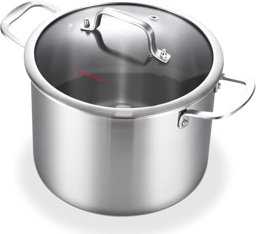 DELARLO Kochtopf Induktion 24 cm, 7,6 L Edelstahl Fleischtopf mit Deckel – Ansicht 1