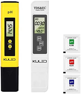 KULED PH Meter, TDS meter, Water Quality Test Meter, 3 in 1 High Accuracy Water Quality Tester, for Hydroponics, Aquariums, Drinking Water, RO System, Fishpond and Swimming Pool