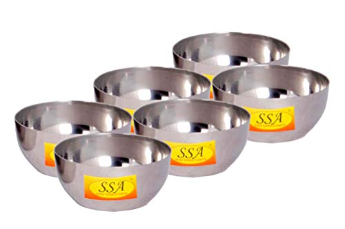 Shiv Shakti Arts® Steel Lassi Glass, Stainless Steel Glass Set (Drinkware - Big, 800 ML Each Glass) = 6 Piece Set