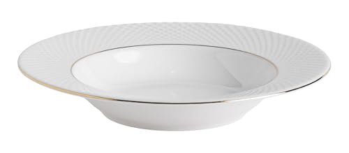 home&you - Plato hondo Eleni de 23,5 cm de diámetro, profundo, plato, cuenco, cuenco de cerámica, apto para microondas, para sopa, ensalada, pasta, cereales - Blanco