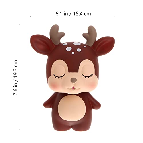 Toyvian Deer Figurine Deer Piggy Bank Kids Cartoon Animal Coin Bank Cash Coin Can New Year Money Saving Box Desktop Ornaments for Baby Shower Birthday Holiday Coffee Elk Statue
