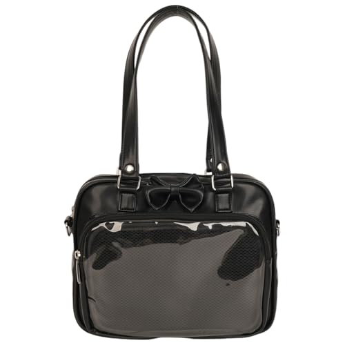 Ita Bag sac à bandoulière en PU kawaii noir et transparent pour cosplay anime 11x9 pouces