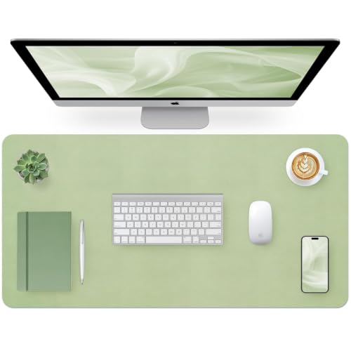 Bloss Green Desk Mat, Desk Matt for Desktop, Large Leather Desk Pad, Desk Pad Mat Waterproof, Computer Mat for Office Work/Home/Decor (35.4 x 15.7 Inches)