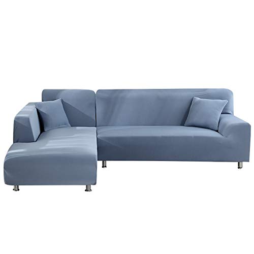 laamei Sectional Sofa Covers Stretch Couch 2 Pieces Covers Polyster Slipcover for Sectional Chaise Lounge for Living Room Furniture Protector Non-Slip Cover 2 Seater+ 3 Seater