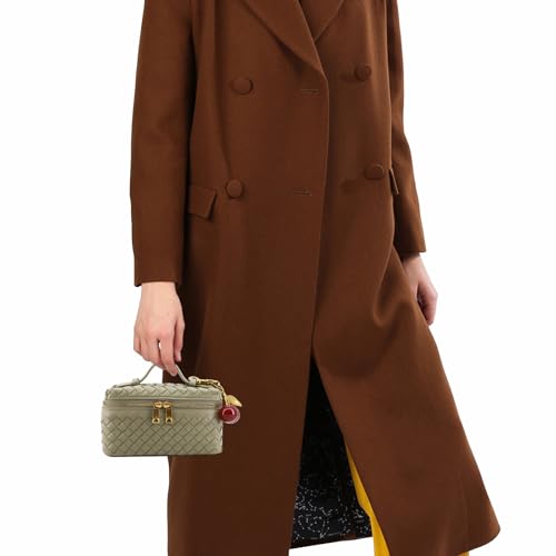 Image of Small Woven Box Crossbody Bags for Women Designer Leather Mini Top Handle Clutch Purse Square Vanity Bag with Cherry Charm