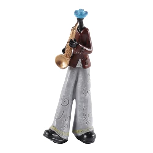 ACOLY Figuras de músico de banda de jazz, estatua de resina, adorno de escritorio vintage, escultura retro, decoración decorativa para el hogar, regalo de decoración de interiores.