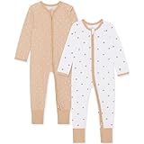2-Pack Toddler & Baby Sleepsuits for Boys & Girls | 100% Organic Cotton, Super Soft Baby Sleepwear | Full Zip Sleepsuits with Easy Accessibility | Stretch Fit, Footless Sleepsuits