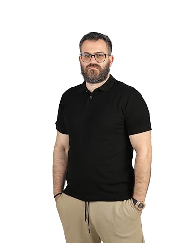 CUZO Men’s Classic Polo Shirt, Short Sleeve Two-Button Pique Cotton Polo, Casual Regular Fit Golf & Everyday Wear