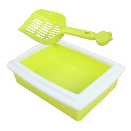 BESPORTBLE Katzentoilette Katzenklo Katzenstreuschaufel mit Halter Kätzchentöpfchen Katze Notwendigkeiten Katzenputzbecken Kaninchentoilette Abs Light Green