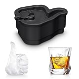 NPET Thumb Ice Cube Mold, Funny Shape Reusable 2 Inch Large Ice Cube Tray,BPA Free,Easy Release Silicone Ice Maker with Lids for Whiskey, Cocktails, Coffee, Drinks