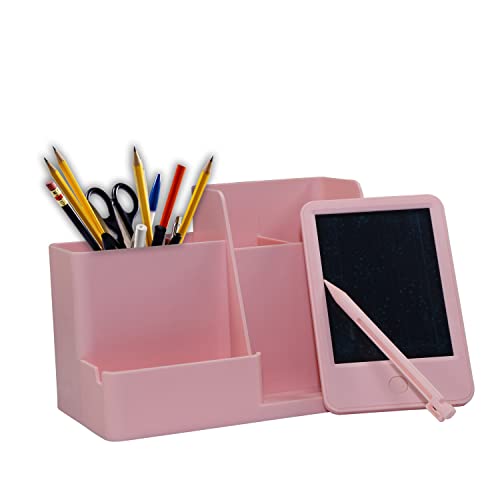 Image of Pen Holder with Writing Tablet,Office Pen Box with Writing Pad,Stationery Pen Holder, Desk Organizer Remote Control Rack,Stationery Storage Case with Digital Notes,Kids Students Learning Pad
