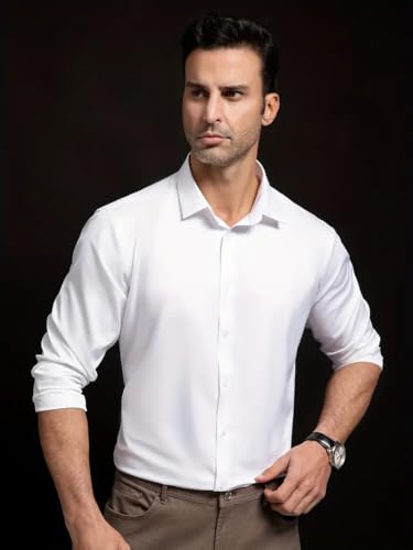Image of IndoPrimo Men's Stylish Solid Satin Casual Shirt for Men Full Sleeve