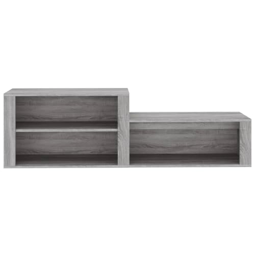 Zapatero y banco para pasillo mueble madera gris almacenamiento largo 7