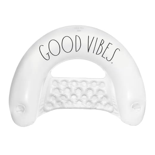 Rae Dunn Chill Chair Lounger by CocoNut Float Good Vibes Theme - Adult Size Multi-Purpose Inflatable Drifter & Lounge Chair - Versatile Ride-On for Summer & Swim Parties