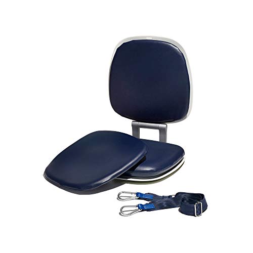 Pebbl Portable Meditation Chair - The Starter - Back Support Folding Seat (White Navy Blue)