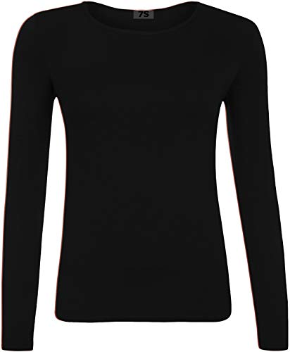 GUBA® Girls T Shirt Long Sleeve Top Kids Plain Basic Uniform T-Shirt Crew Neck Tee Size 5-13 Years (9-10 Years, Black)
