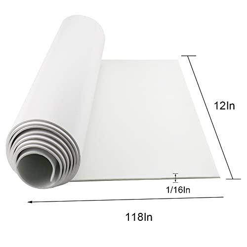 Image of DGSL Foam Insulation Neoprene Sheets with Adhesive, 12''W x 118''L x 1 /16'' | Weatherproof Soundproof Padding for Automotive, Multi-Function Soundproof Large Closed Cell Neoprene Rubber Roll, White