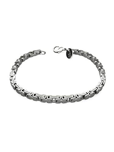 Fly Style Byzantiner Königskette Armband Herren - Königsarmband Edelstahl silber poliert - 5mm breit, 18cm lang