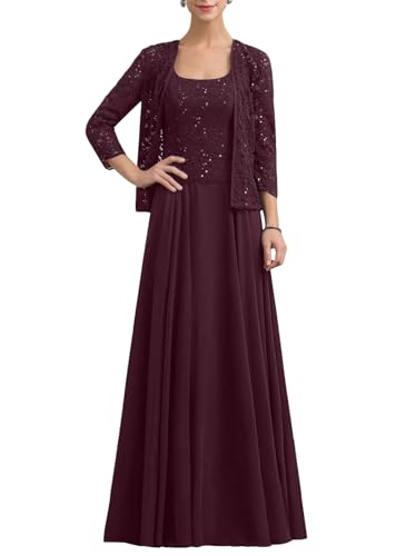 Women's Mother of The Bride Dresses for Wedding Chiffon Lace Formal Grandmother of The Bride Dresses with Jacket