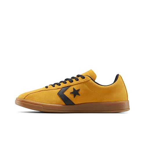 Converse Tenis clásicos de Gamuza Unisex para Adultos, Amarillo/Negro/Goma, 9.5 Women/8 Men