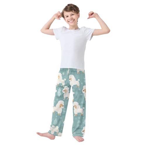 ZZXXB Poodle and Tree Boys Long Pants Soft Trousers Elastic Waist Kids Lounge Bottoms with Pockets S-XL3