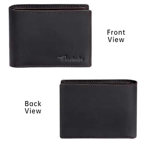 Travelambo Wallet for Men Real Leather Mens Bifold Wallet RFID Blocking - Thin & Stylish with ID Window in Gift Box (Crazy Horse, Coffee)4