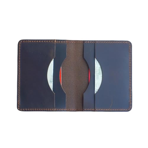 Image of JJNUSA Handmade Distressed Men's Minimalist Leather Wallet Card Holder Wallets for Gifts style2 Darkbrown