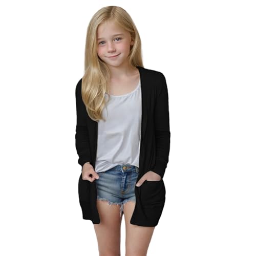 Strickjacke Mädchen Leichte Atmungsaktiv übergangsjacke Kinder Lang...