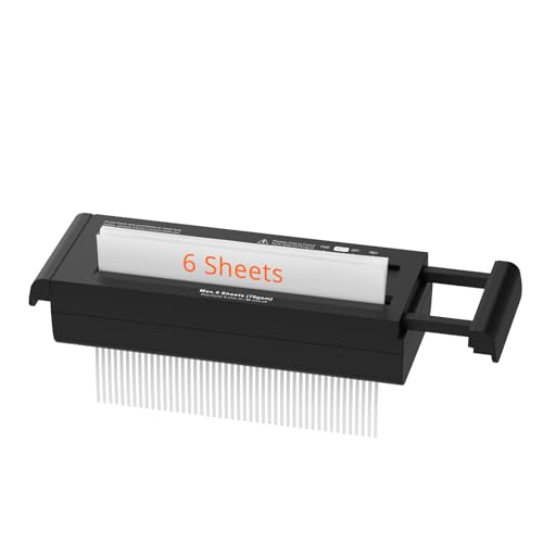 Small Paper Shredder for Home, 6 Sheet Strip Cut Paper Shredder CS522S