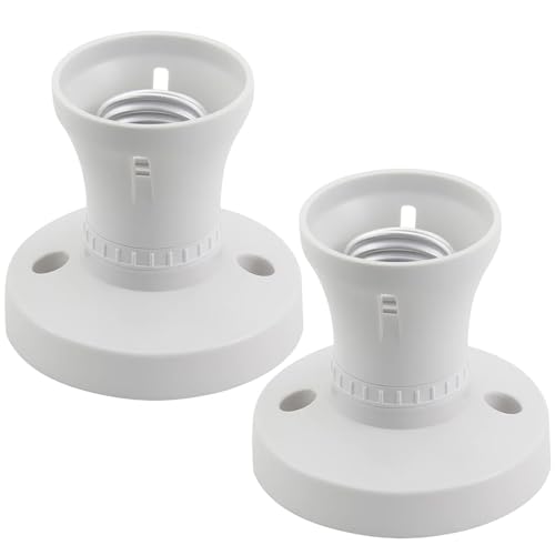 WNXBFO 2 Pcs E27 Lamp Holder, Ceiling Rose Light Fitting, Ceiling Light Fitting, 7.5 Cm*7.5 Cm*5 Cm, Lamp Holder with Screw Light Fitting, Ceiling Light Adapter UK for Bulb Conversion, Bakelite Shell