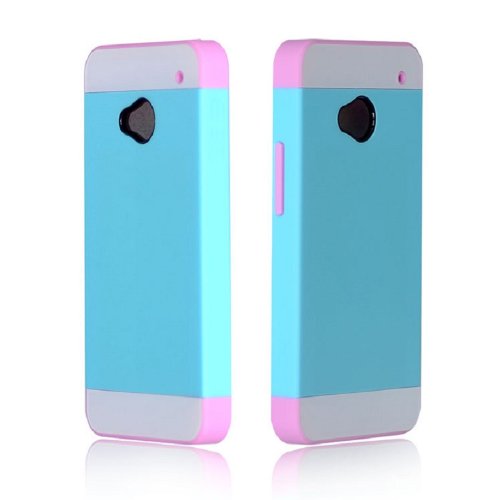 abcsell ABC 1pc Fashion 2in1 Hybrid Impact Hard Skin Case Cover for HTC ONE M7 (Sky Blue)