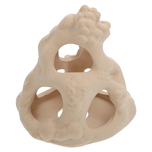 MERRYHAPY 水槽造園エスケープ 魚の洞窟の隠れ家 水族館のシミュレーション隠れ家 ヒータ 魚の繁殖隠し家を飾る 水槽用水中クラフト 砂 セラミック水中クラフト 水槽造園隠し家 陶器 Beige