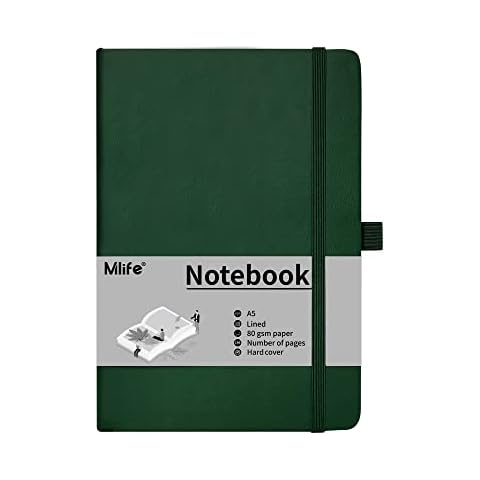 Mlife A5 Lined Journal Notebook, College Ruled Notebook, 196 Pages, 5.75 * 8.38 inches, Hardcover Notebook for Work, Journals for Writing(1Pack Green) Cover