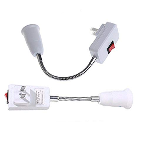 （2-Pack）E27/E26 Socket Adapter with On/Off Switch Light Lamp Bulb All Direction Extension Adapter