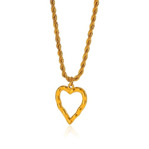 Collier cœur torsadé en relief au design géométrique minimaliste et finitions soignées