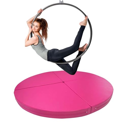 Aerial Hoop Crash Mat for Home Gym, Thick Foldable Circular Pad/Safety Dance Pole Mat, Crash Collision for Lyra Ring Stripper Pole, 1.2-2m(Pink,150cmx3cm(59