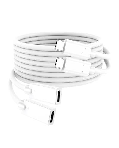 USB C Extension Cable 10FT 2-Pack,USBC Extender Cable 15W/3A Fast Charging & 480Mbps, USB-C Male to Female Cord for Mag-Safe, Apple Watch, iPhone 16/15 PM,HomePod,GalaxyS25, iPad Pro(White 10FT)