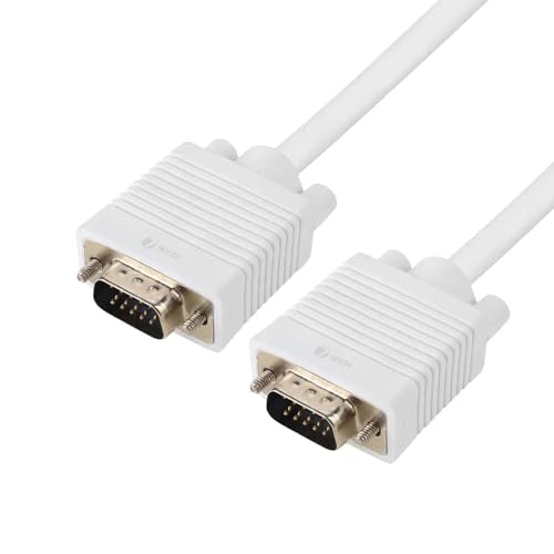 Image of Madhabi 20M VGA Cable Male to Male Video Cable with White Connectors - Supports 800x600 Resolution for Monitor, Projector, Laptop, and Desktop PC - Durable Long-Length Display Cord