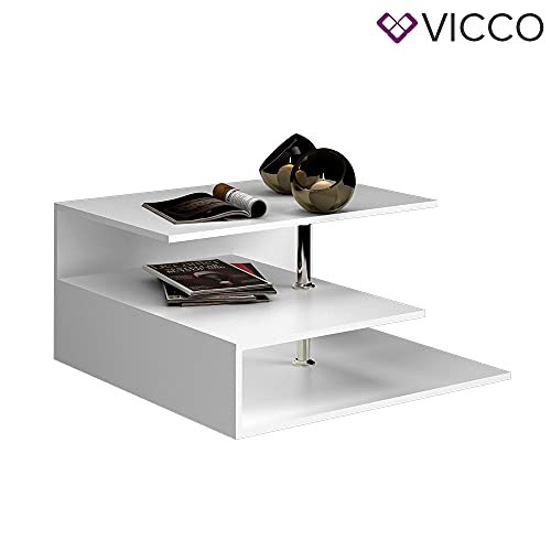 Vicco Couchtisch Sofatisch Wohnzimmertisch Basti weiß Kaffeetisch 3 Ablagen – Bild 8