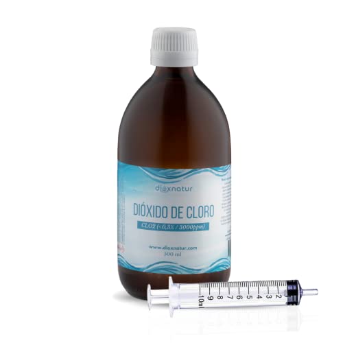 Dioxnatur® Diossido di Cloro 500 ml 3000 ppm Formato Risparmio CDS Bottiglia di Vetro