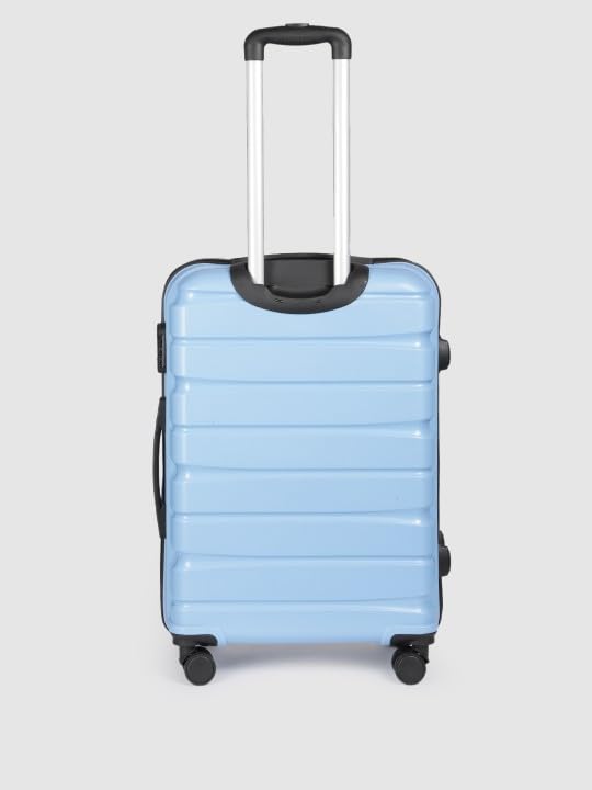 Image of Teakwood Small-Medium Cabin Size 8 Wheels Trolley Bag, Hard Cabin with Zipper Closure, Adjustable Push Button & Cross Side Strap, TSA Lock System 360 Degree (Set of 2, Powder Blue)