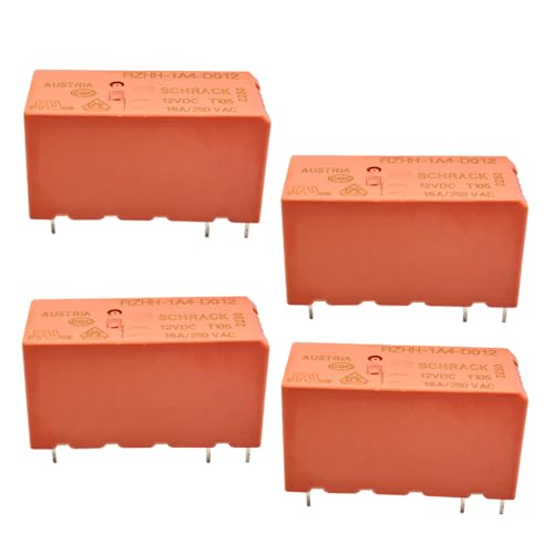 Lot de 4 relais de puissance RZHH-1A4-D012 16 A 12 VDC DPDT PCB 6 broches